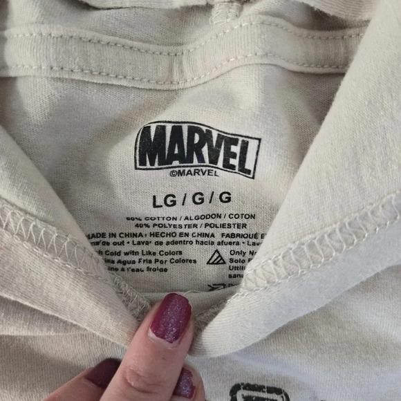 Marvel Comics Group Mens Size Large Sand/Tan Hooded Long Sleeve Tee Shirt - Picture 3 of 6
